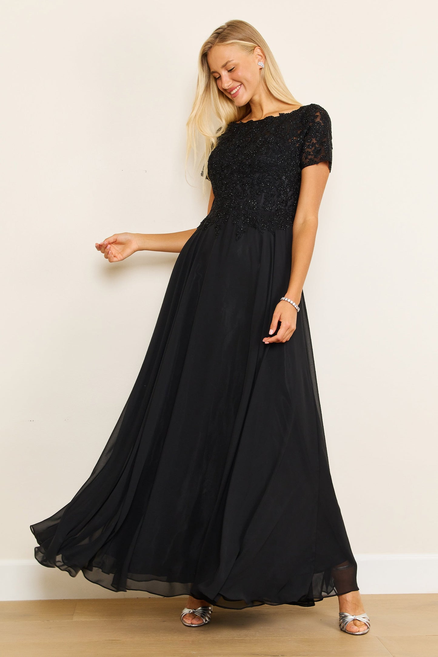 Kos Couture Short Sleeve Mother Of The Bride Evening Dress
