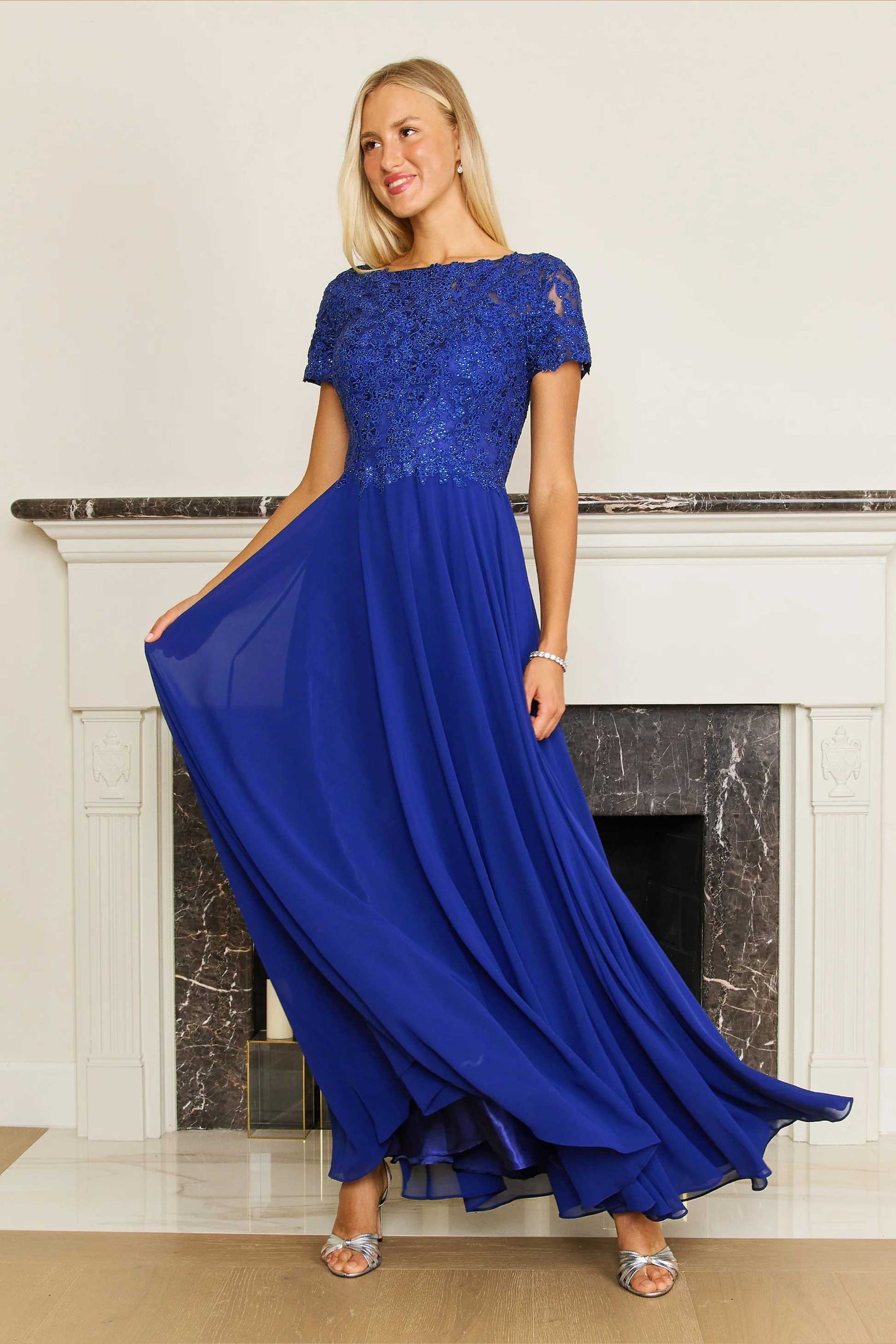 Kos Couture Short Sleeve Mother Of The Bride Evening Dress