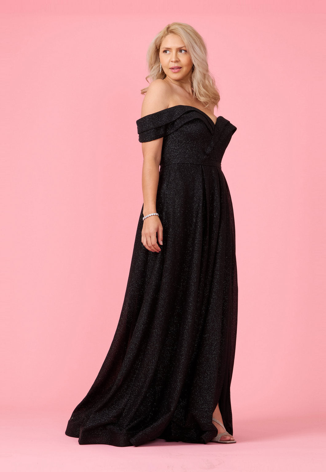 Long Off Shoulder Glitter Prom Dress Wholesale