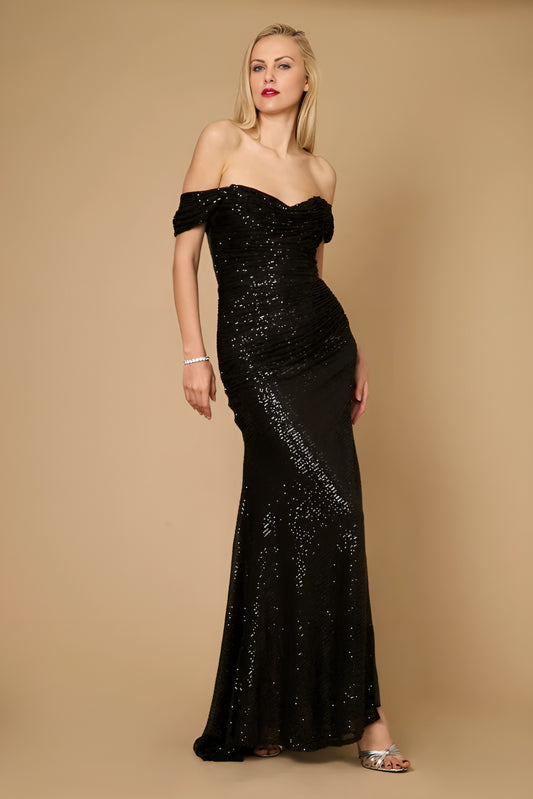 Kos Couture 1294 Long Sophisticated Mermaid Sequin Formal Party Dress Black