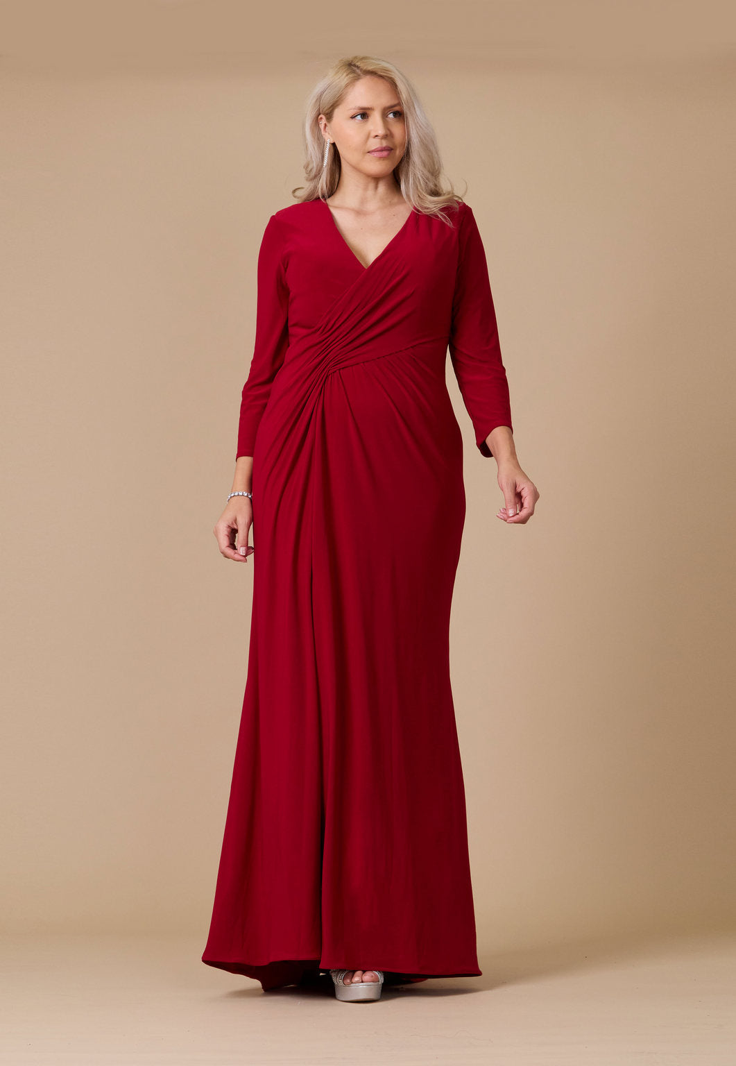 Kos Couture Long Formal Stretch Evening Long Sleeve Dress