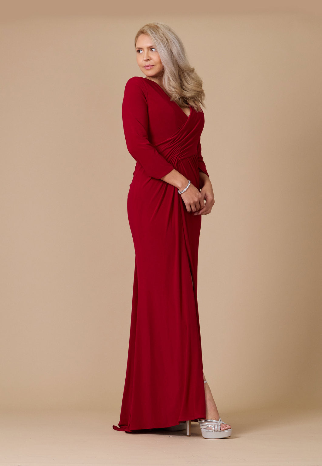 Kos Couture Long Formal Stretch Evening Long Sleeve Dress