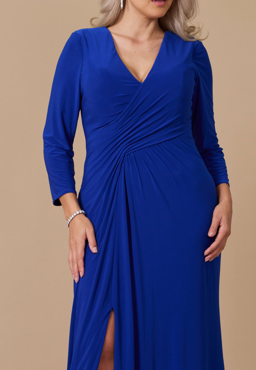 Kos Couture Long Formal Stretch Evening Long Sleeve Dress