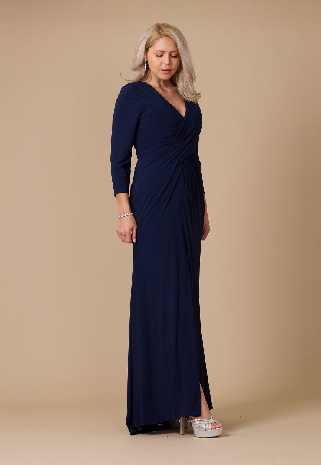Kos Couture Long Formal Stretch Evening Long Sleeve Dress