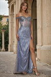 Kos Couture Fitted Off Shoulder Sequin Prom Formal Dress