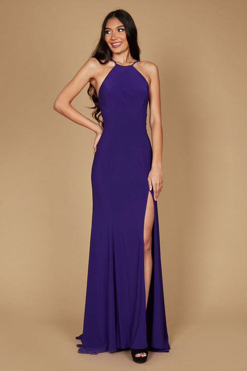 Kos Couture 1329 Long Fitted Elegant Open Back Jersey Prom Dress Plum