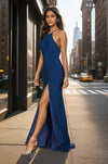 Kos Couture Long Fitted Open Back Jersey Prom Dress