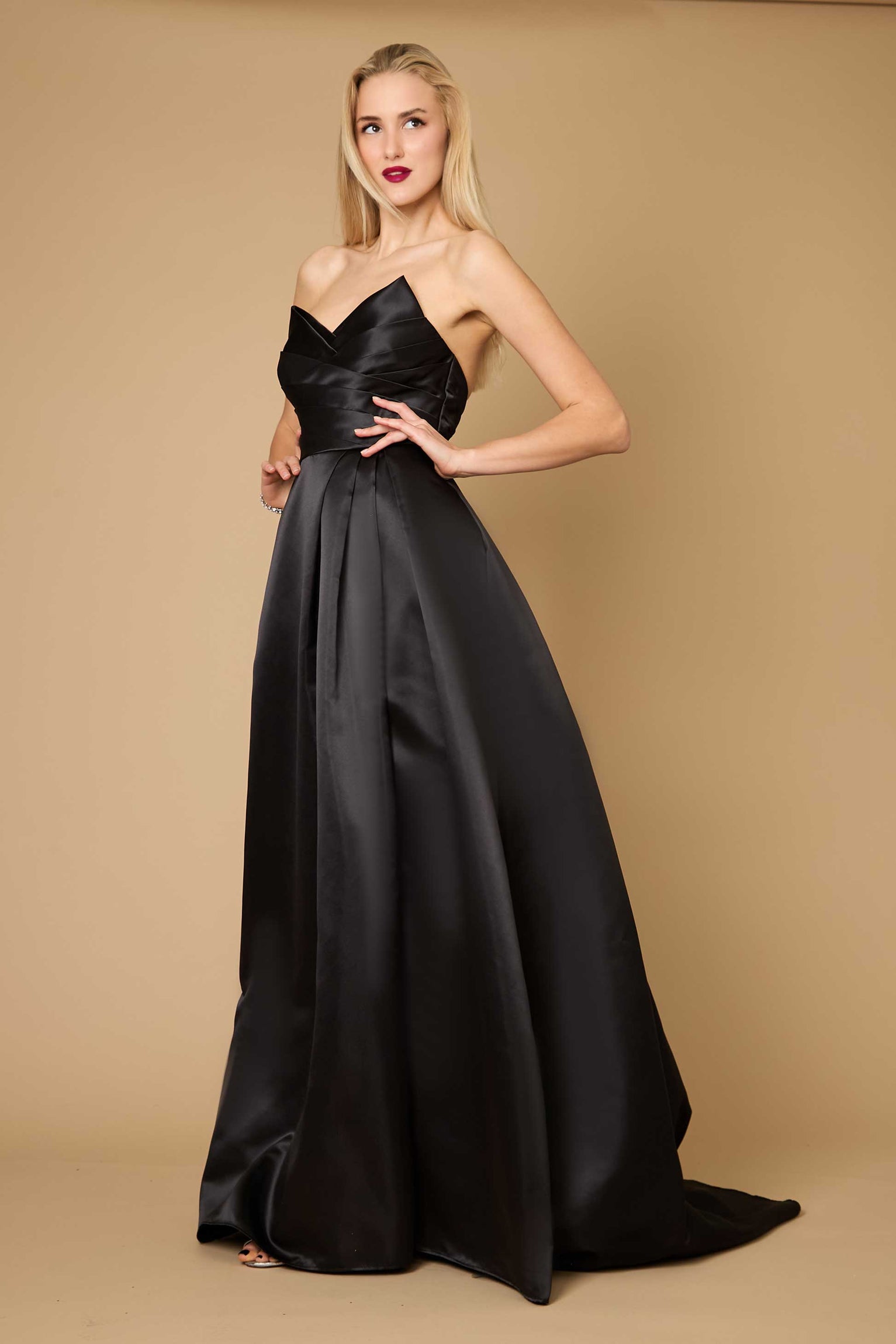 Kos Couture Long Black Formal Ball Gown Party Dress