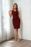 Cocktail Dresses Short Cocktail Dress Compression Stretch Ruffle Detail Burgundy