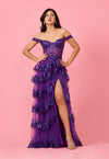 Kos Couture Long Sequin Sheer Corset Prom Dress
