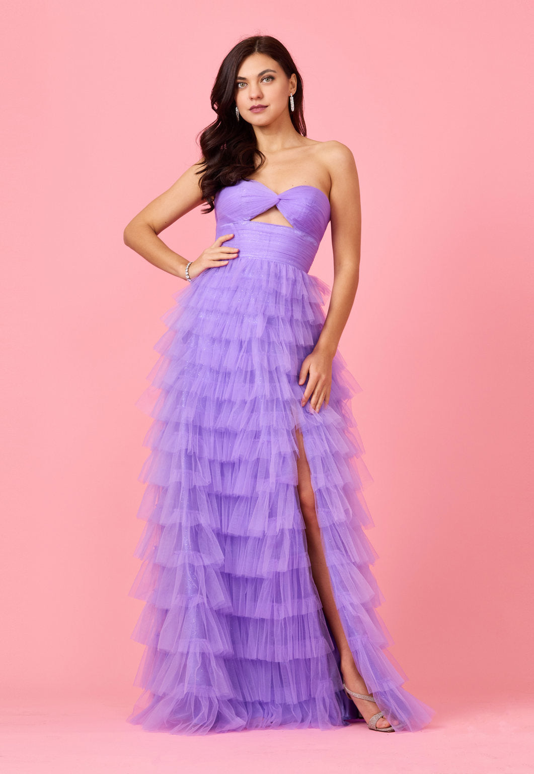 Kos Couture Strapless Ruffle Skirt Prom Ball Gown