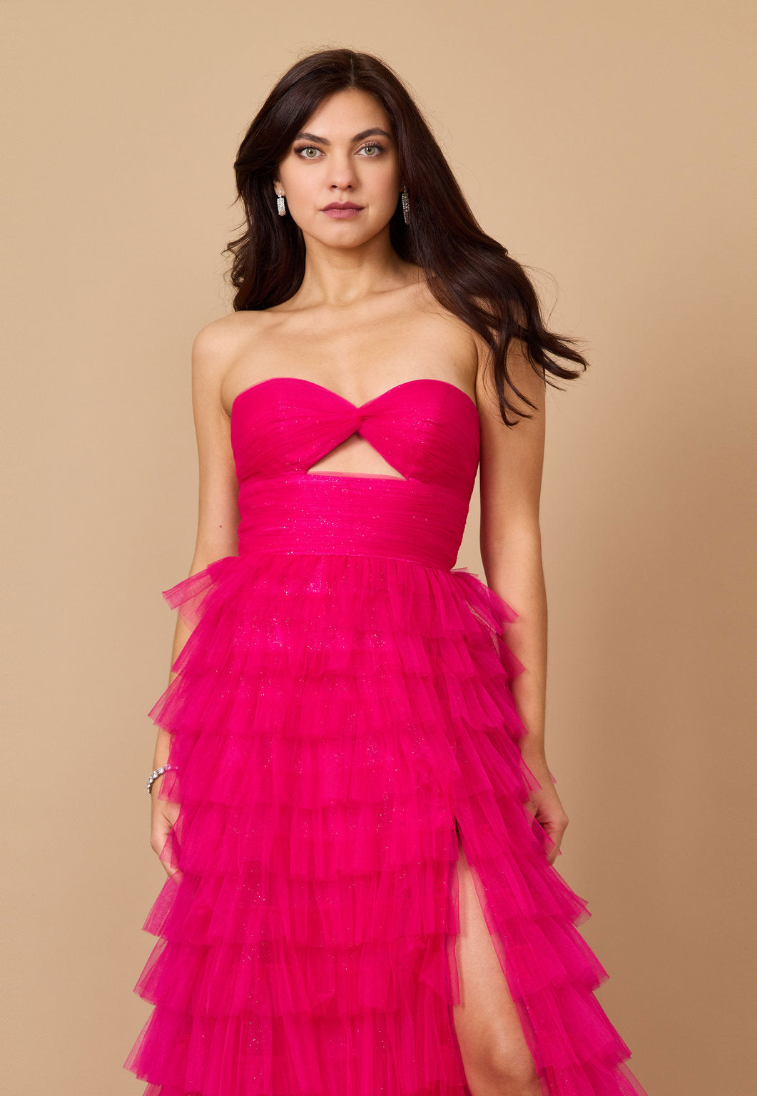 Kos Couture Strapless Ruffle Skirt Prom Ball Gown