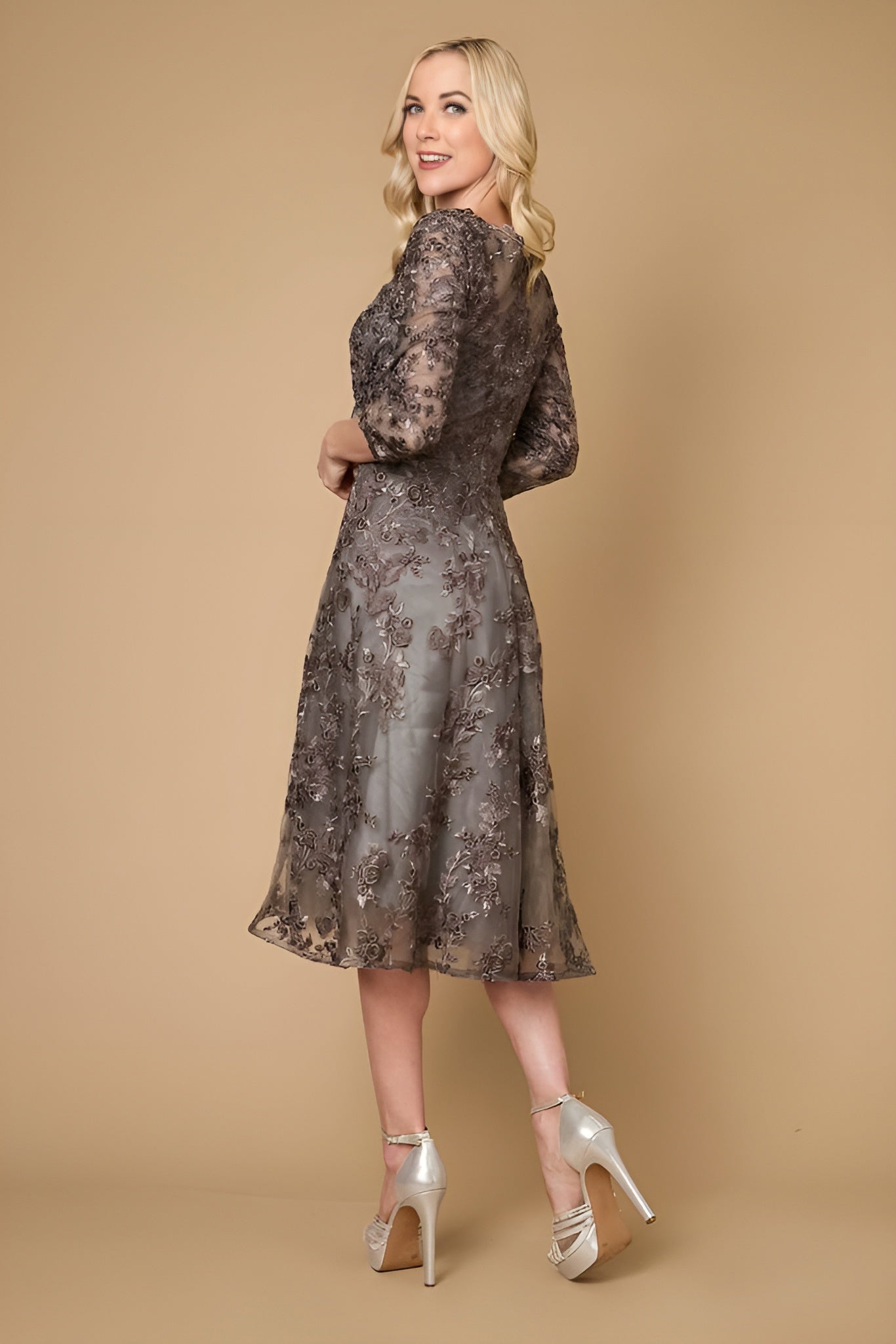 Kos Couture Short Cocktail Lace Mother of the Bride Dress