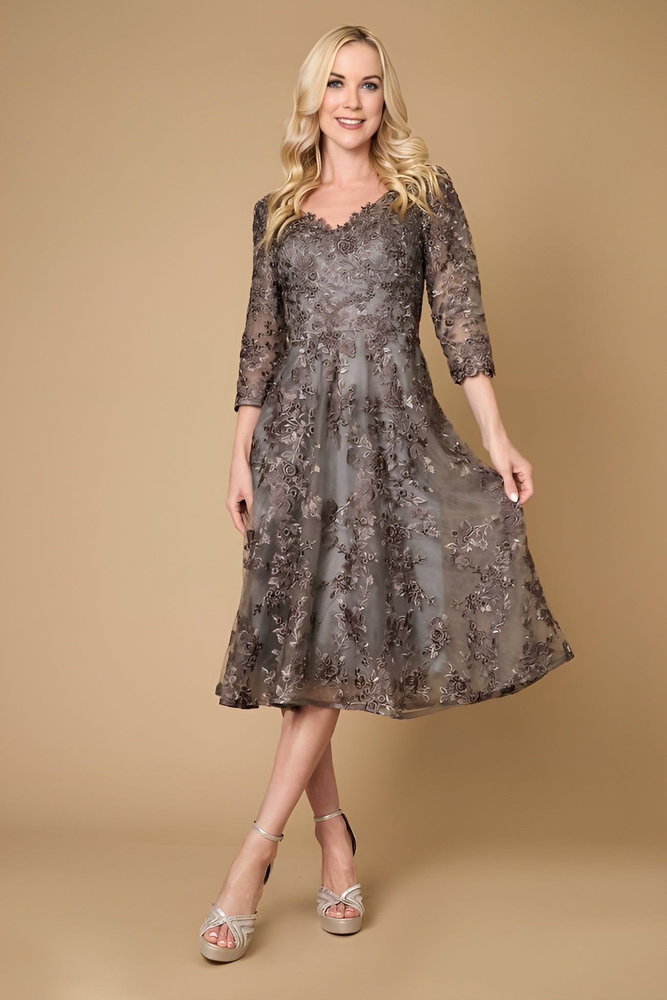 Kos Couture Short Cocktail Lace Mother of the Bride Dress