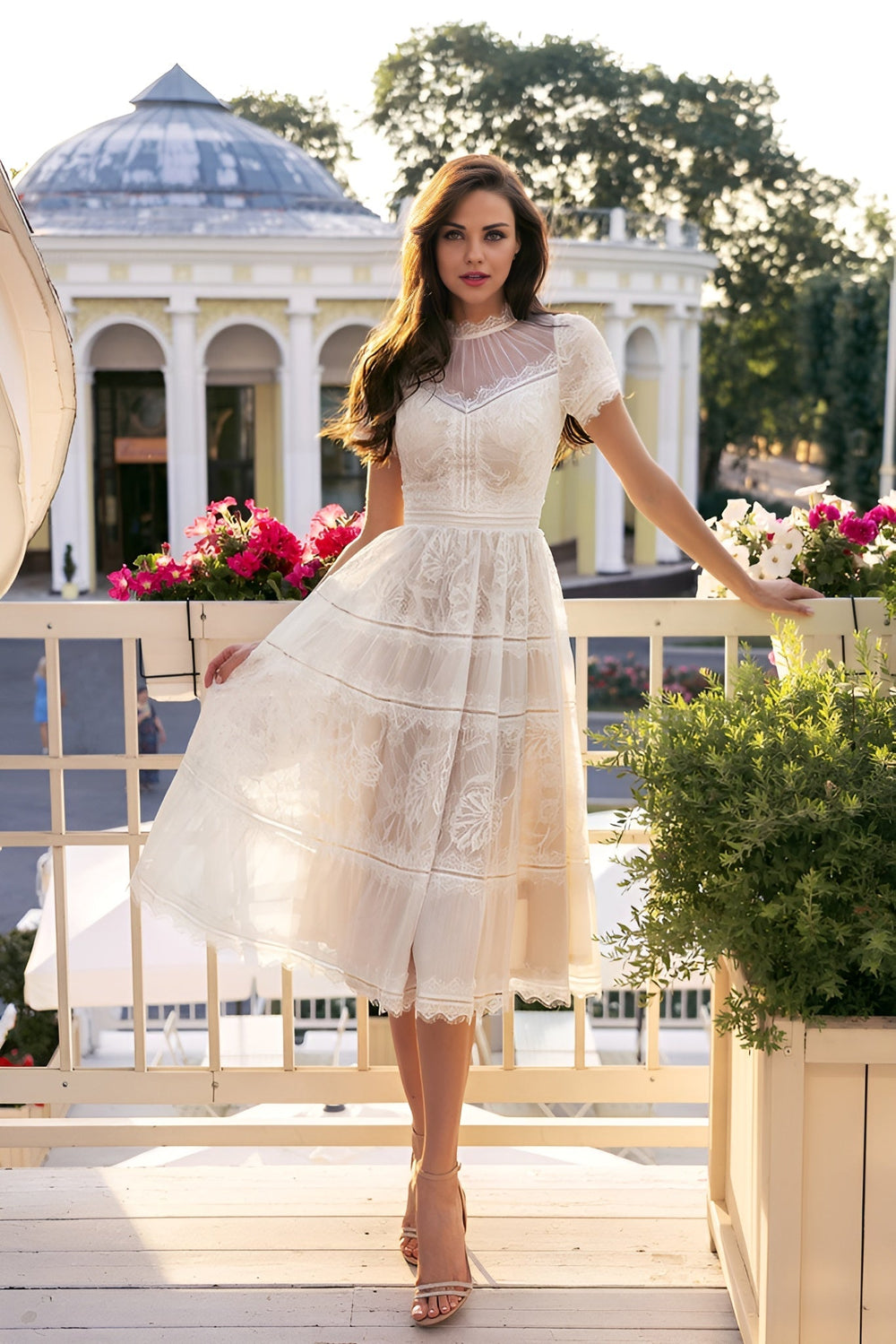 Kos Couture Midi Lace Formal Black Cocktail Dress