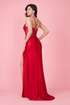 Kos Couture Long Beaded Formal Corset Prom Dress