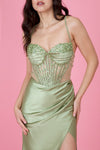 Kos Couture Long Beaded Formal Corset Prom Dress
