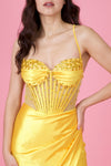 Kos Couture Long Beaded Formal Corset Prom Dress