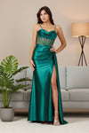 Prom Dresses Long Cowl Corset Formal Prom Dress  Emerlad Green