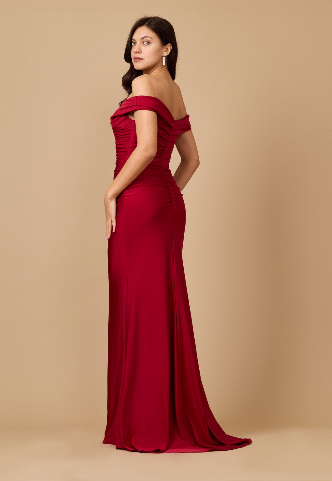 Kos Couture Long Stretch Formal Off Shoulder Dress