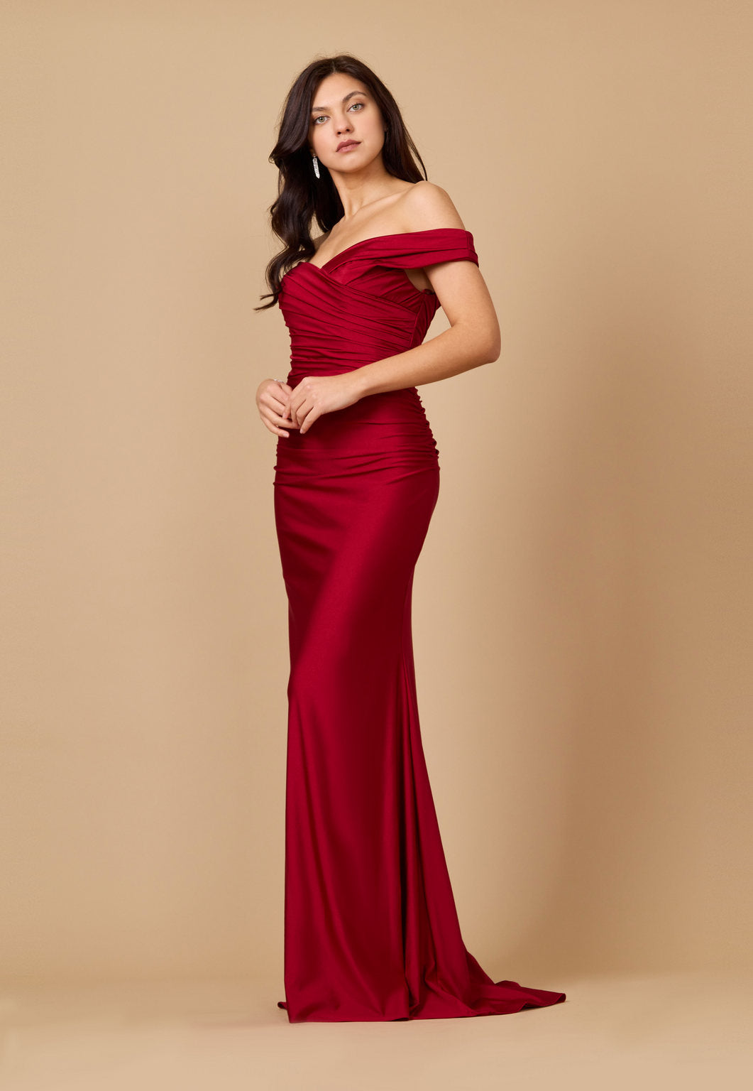 Kos Couture Long Stretch Formal Off Shoulder Dress