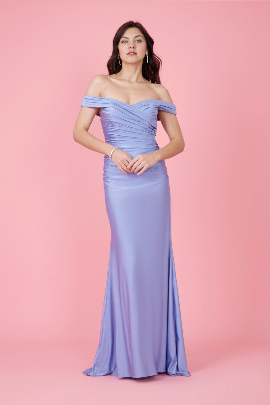 Kos Couture Long Stretch Formal Off Shoulder Dress
