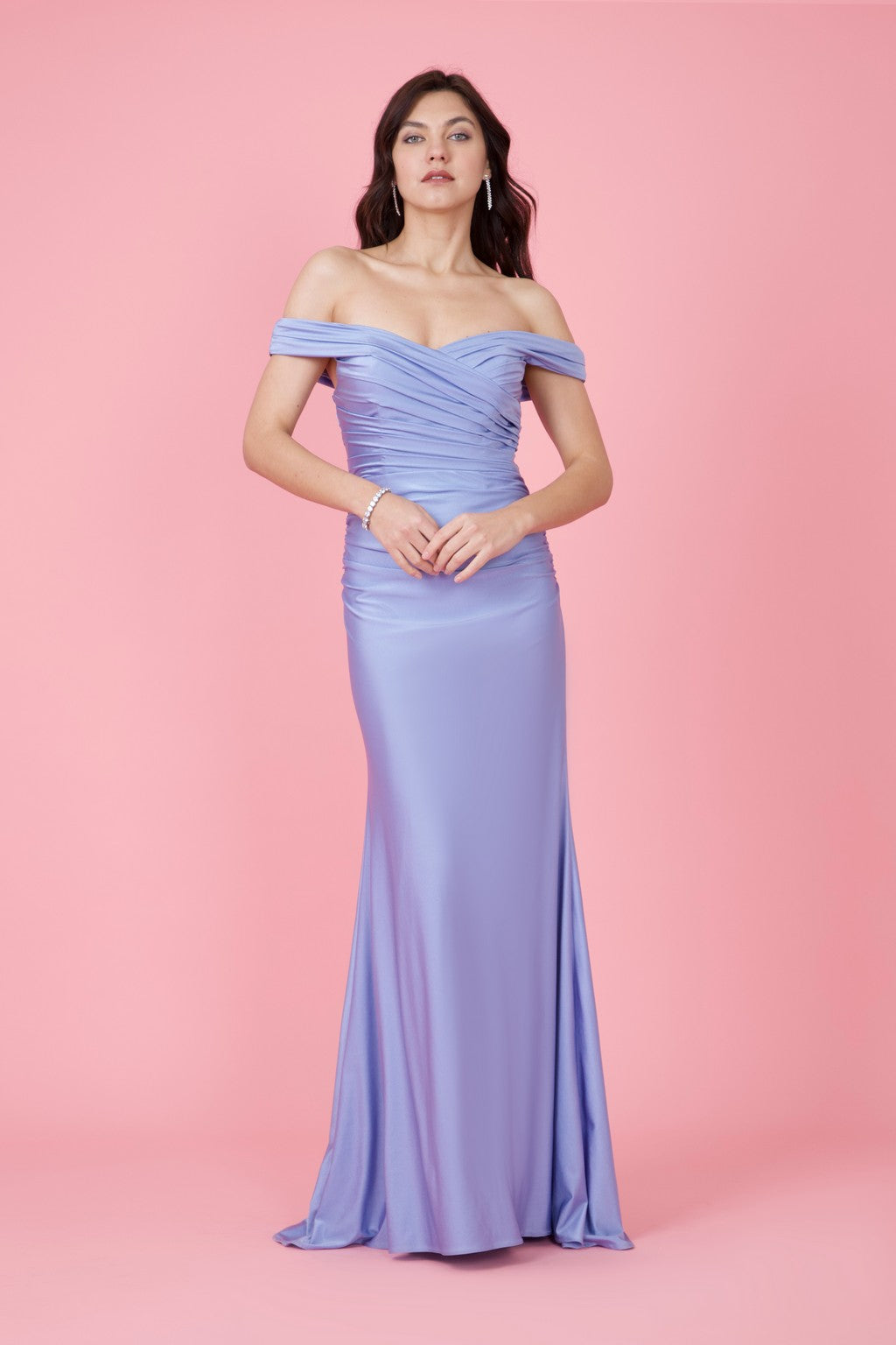 Kos Couture Long Stretch Formal Off Shoulder Dress