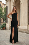 Formal Dresses Sculpted Shoulder Black Tie Evening Dress  Black