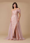 Kos Couture Long Couture Hand Beaded Cold Shoulder Formal Dress