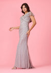Kos Couture Short Sleeve Hand Beaded Formal Couture Dress