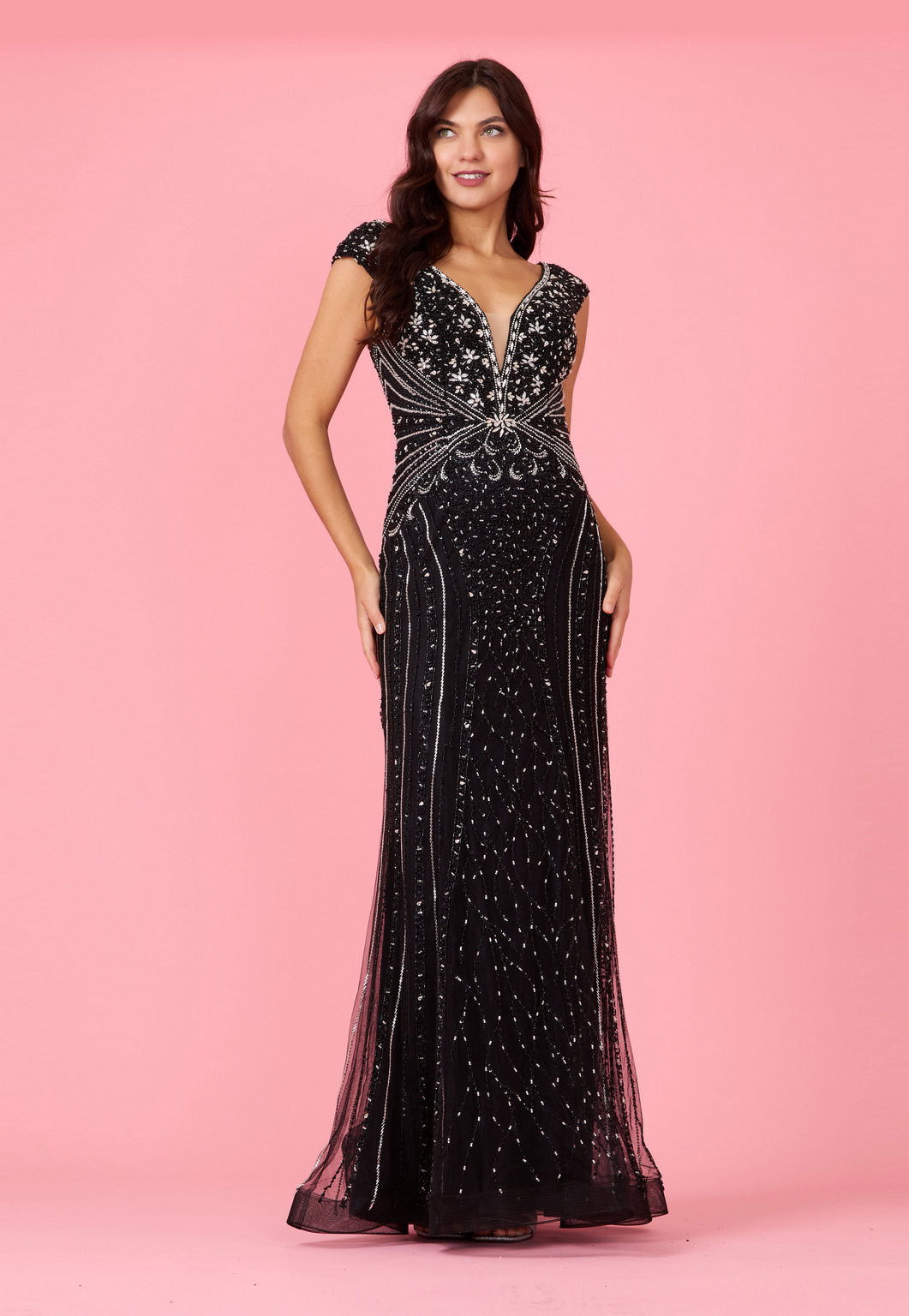 Kos Couture Fully Beaded Long Couture Formal Evening Dress
