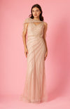 Formal Dresses  Long Couture Beaded Formal Cape Dress Rosegold 