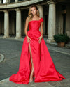 Prom Dresses Kos Couture One Shoulder High Slit Ballgown Evening Dress Bright Red