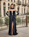 Prom Dresses Velvet Sweetheart Gown with Choker Embellished Gloves Black