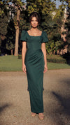 Kos Couture Long Corset Formal Dress Puff Sleeves