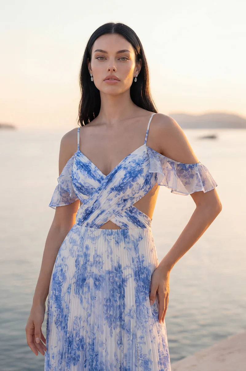 Kos Couture Long Prom Dress with Side Cut Outs