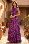 Kos Couture Formal Printed Floral Patterned Evening Dress