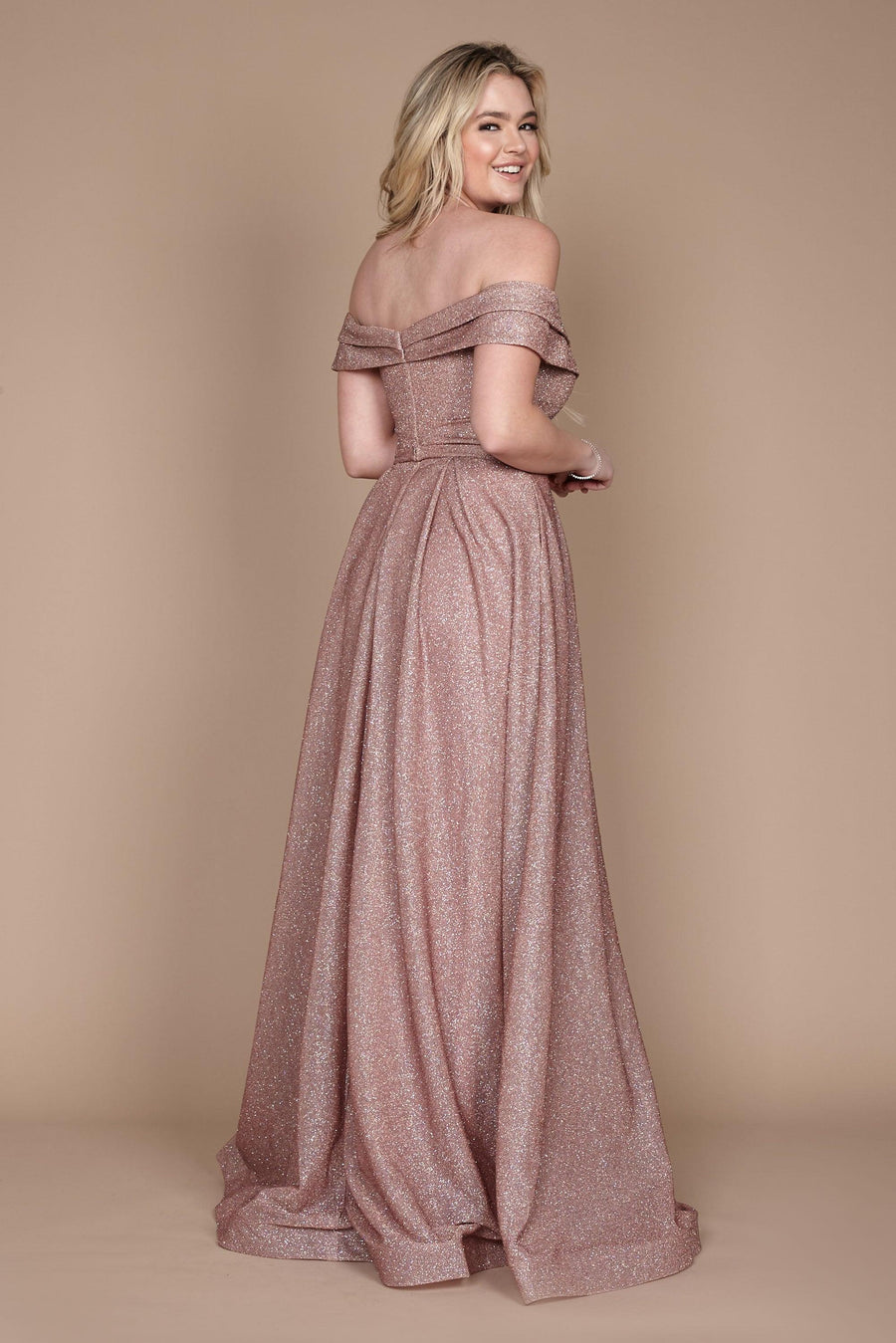 Long Off Shoulder Glitter Prom Dress Wholesale