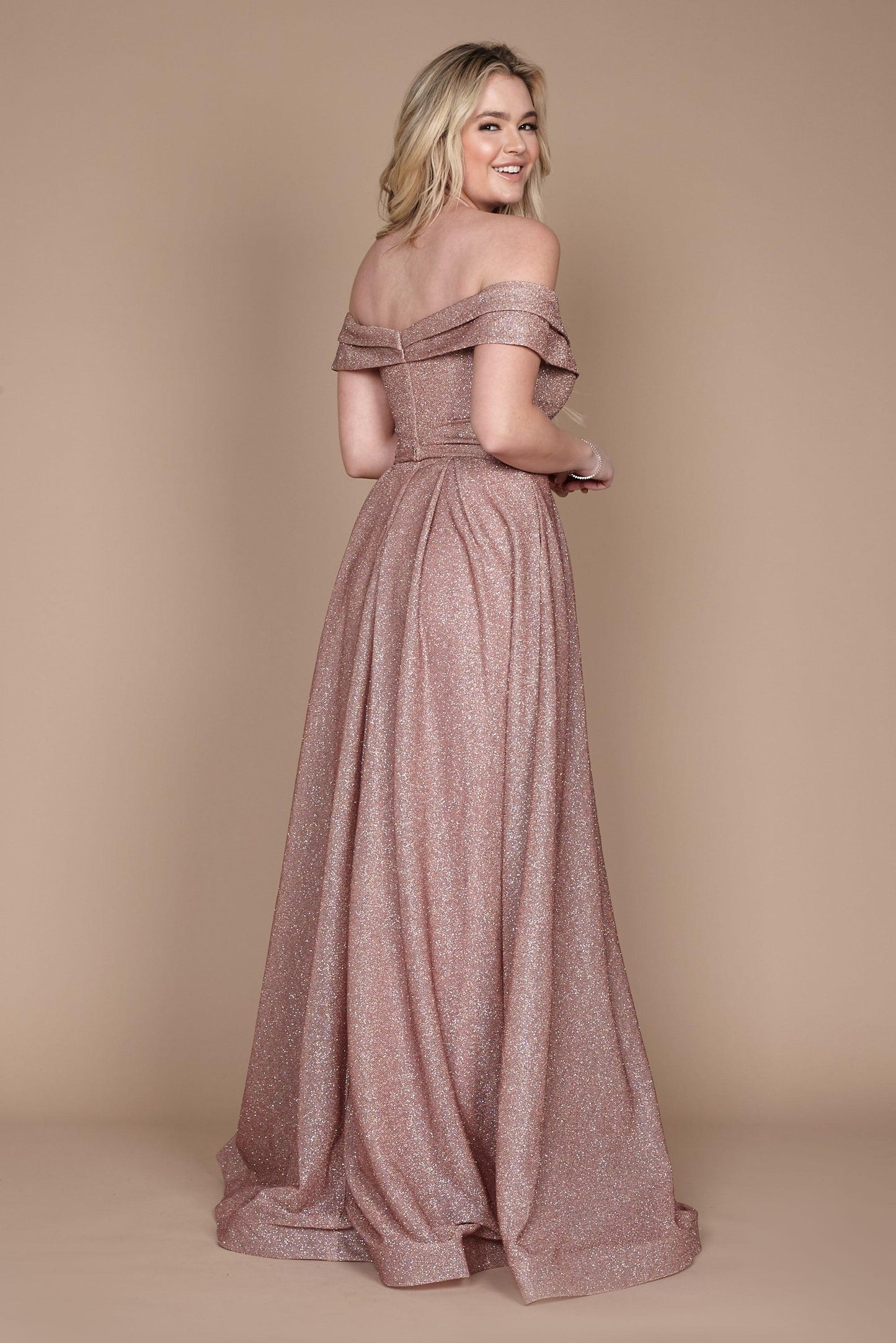 Long Off Shoulder Glitter Prom Dress Wholesale