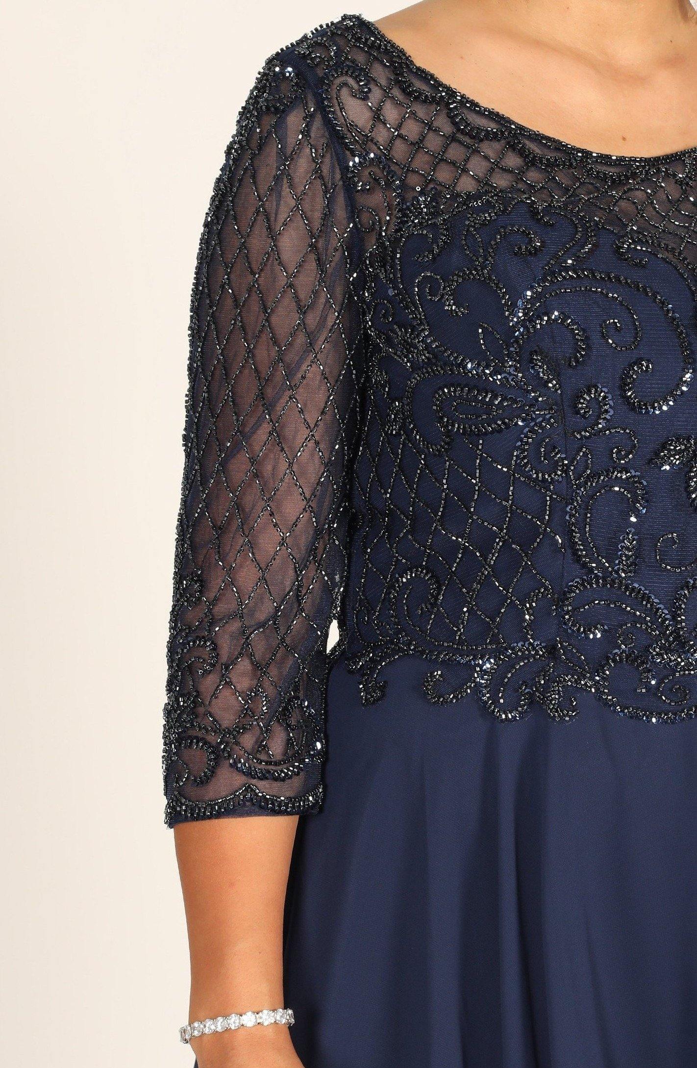 Kos Couture Long Sleeve Hand Beaded Mother of The Bride Dress