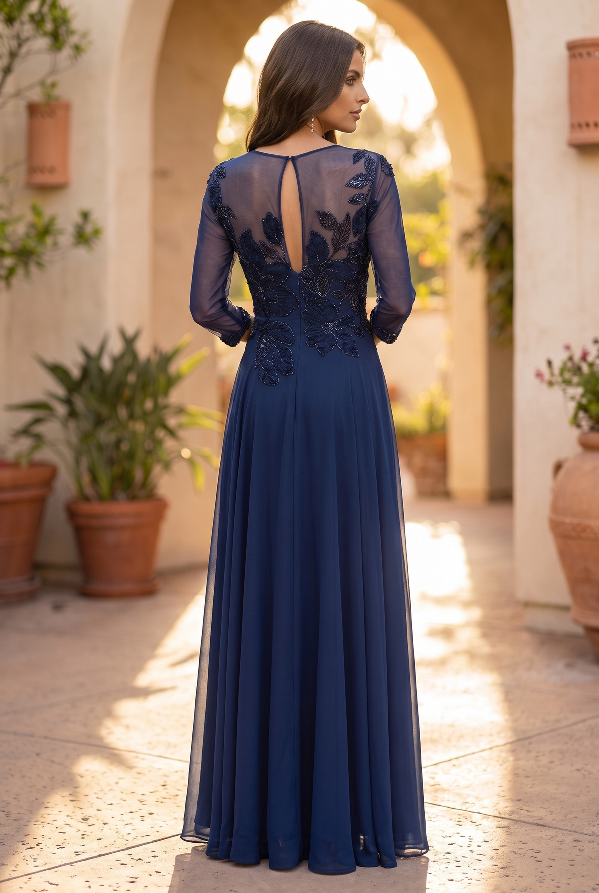 Navy gown back view